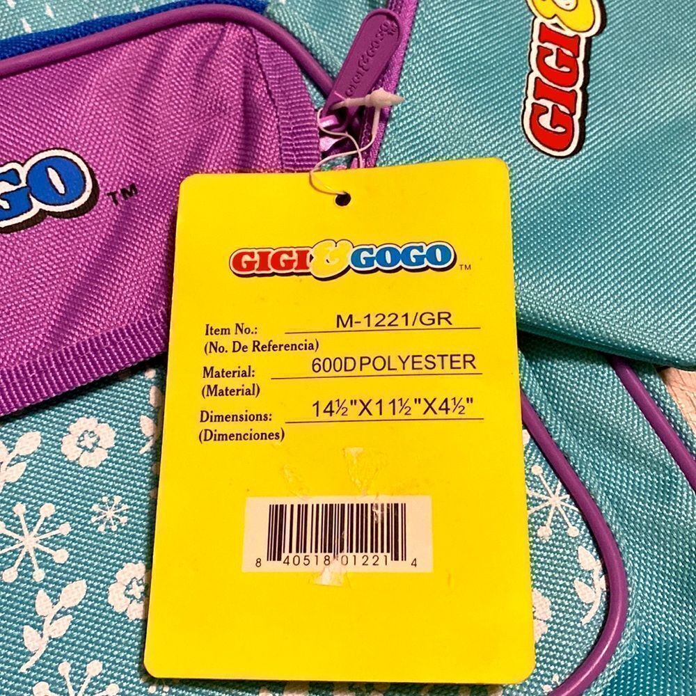 Vintage 90s kids school backpack color block purple teal green little mouse bag - Picture 2 of 10